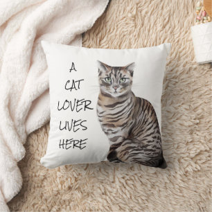 Coussin Aquarelle de chat dire