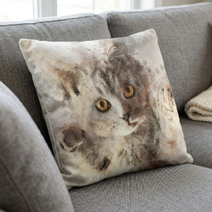 Coussin Aquarelle de chaton joueur mignon et beau