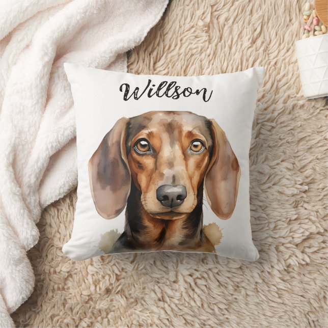 Coussin Aquarelle de chien teckel mignon (Couverture)