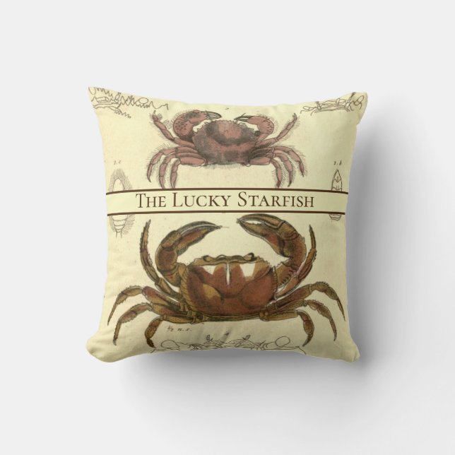 Coussin Aquarelle de crabe marine Vintage personnalisée (Recto)