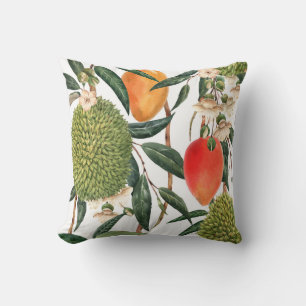 Coussin Aquarelle de durian tropical, motif de mangue.