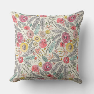 Coussin aquarelle de fleur de plumes