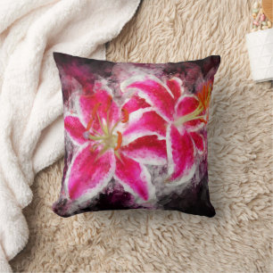 Coussin Aquarelle de fleur de Stargazer Lily - bb 03