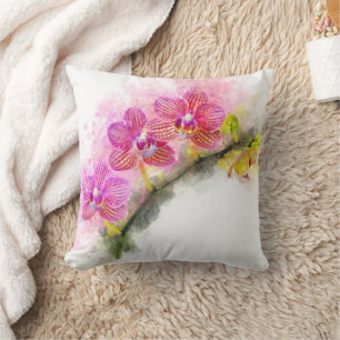 Coussin Aquarelle de fleur d'orchidée - rose wb 01