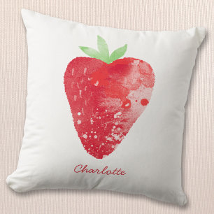 Coussin Aquarelle de fraise personnalisée