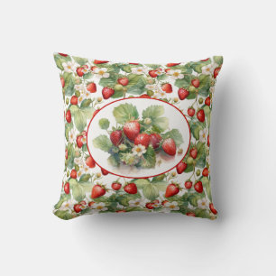 Coussin Aquarelle de fraises mûres