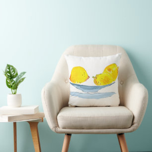 Coussin Aquarelle de fruit jaune citron