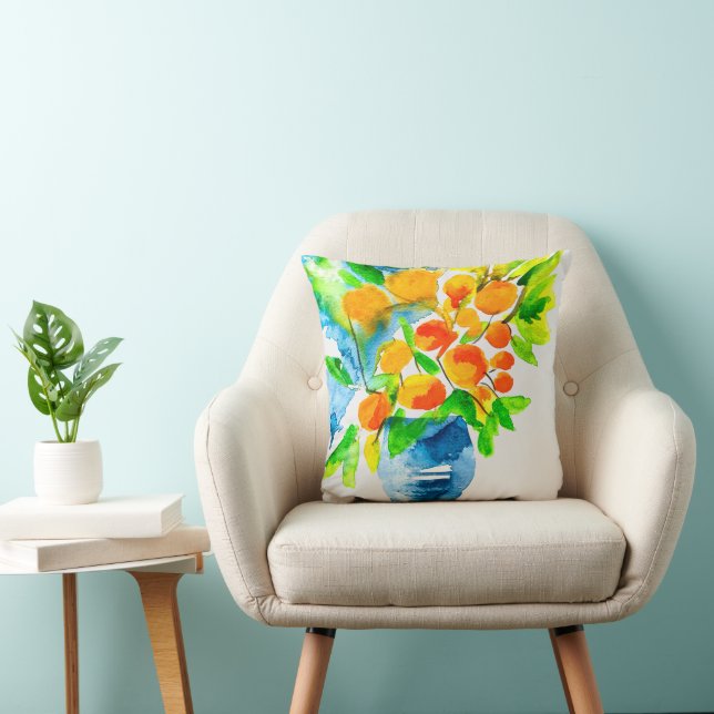 Coussin Aquarelle de fruits d'art kumquat orange (Chaise)