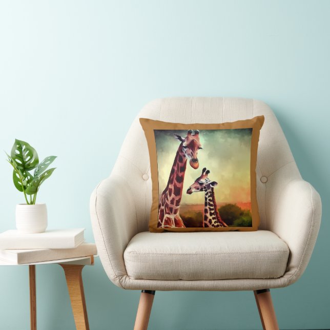 Coussin Aquarelle de la maman et de la petite fille, (Chaise)