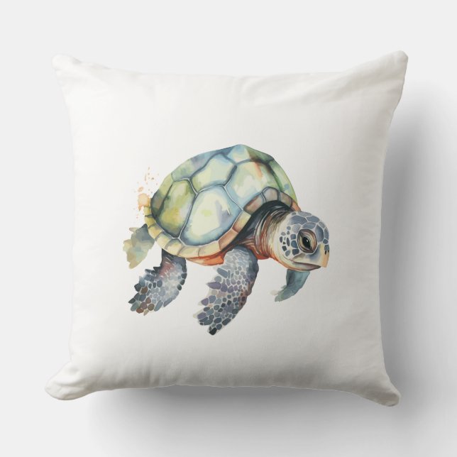 Coussin Aquarelle de la tortue de mer (Recto)