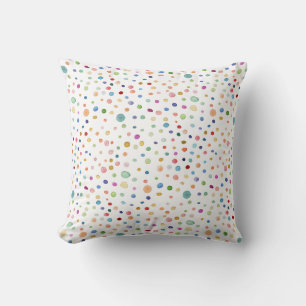 Coussin Aquarelle de l'arc-en-ciel avec points Confetti