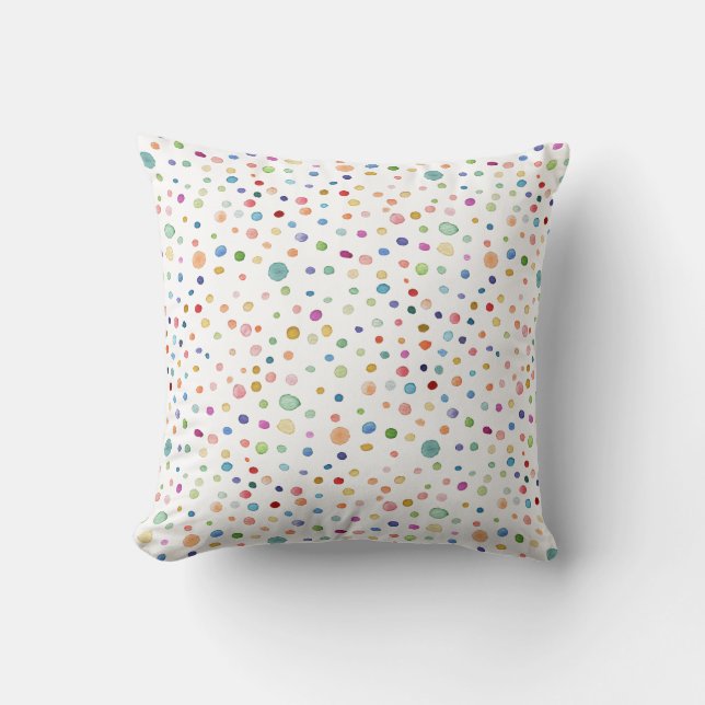 Coussin Aquarelle de l'arc-en-ciel avec points Confetti (Recto)