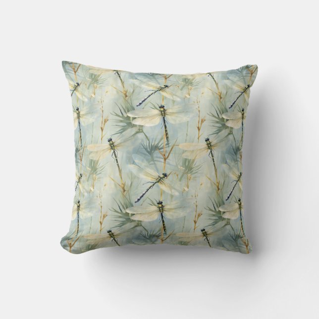 Coussin Aquarelle de libellule paisible (Recto)
