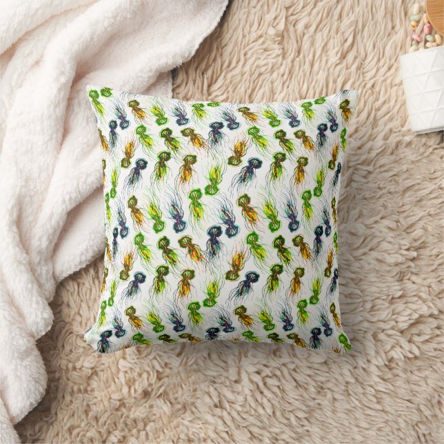 Coussin Aquarelle de méduse colorée océan (Couverture)