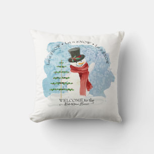Coussin Aquarelle de Noël Snowman gelé Laisser neiger