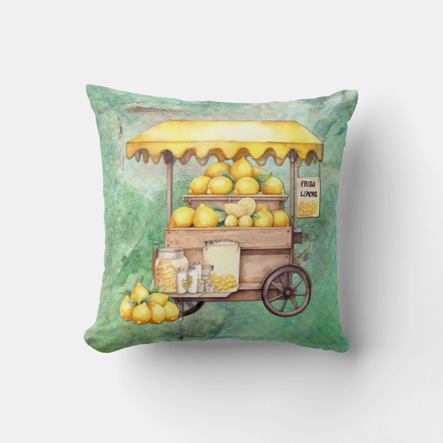 Coussin Aquarelle de panier à citron (Recto)