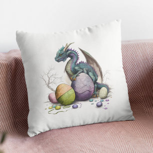 Coussin Aquarelle de Pâques Dragon mignonne