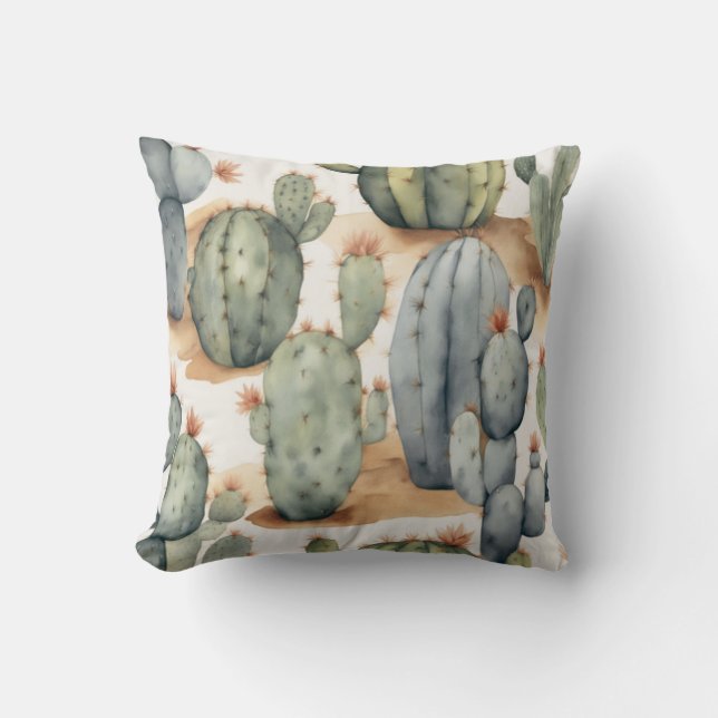 Coussin Aquarelle de Paradise Cactus du plante Lover (Recto)