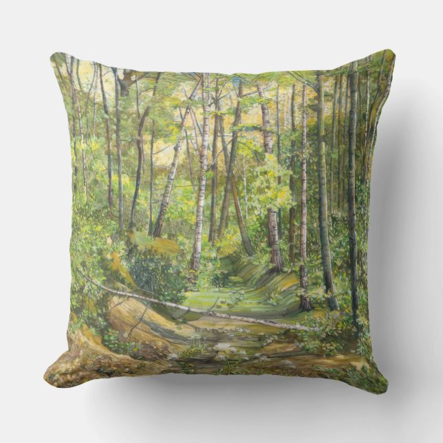 Coussin aquarelle de peinture de rainures sur soie (Recto)