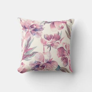Coussin Aquarelle de pivoines : arrière - plan floral tran