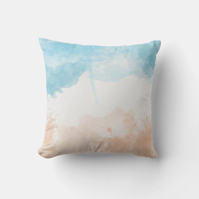 Coussin Aquarelle de plage (Recto)