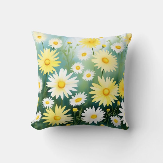 Coussin Aquarelle de prairie jaune (Recto)