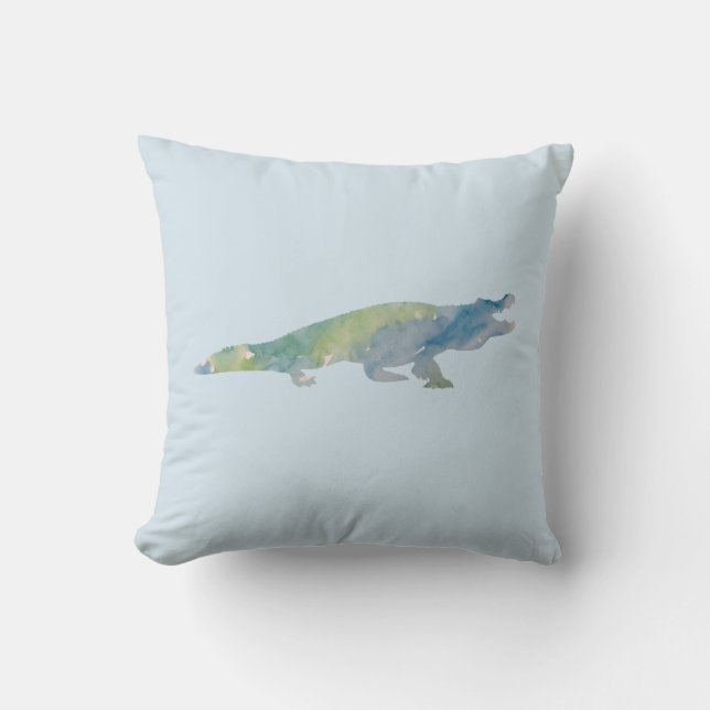 Coussin Aquarelle de reptile de crocodile Peinture à jet d (Recto)