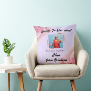 Coussin Aquarelle de rose toujours dans notre cœur souveni
