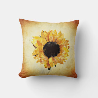 Coussin Aquarelle de tournesol de printemps