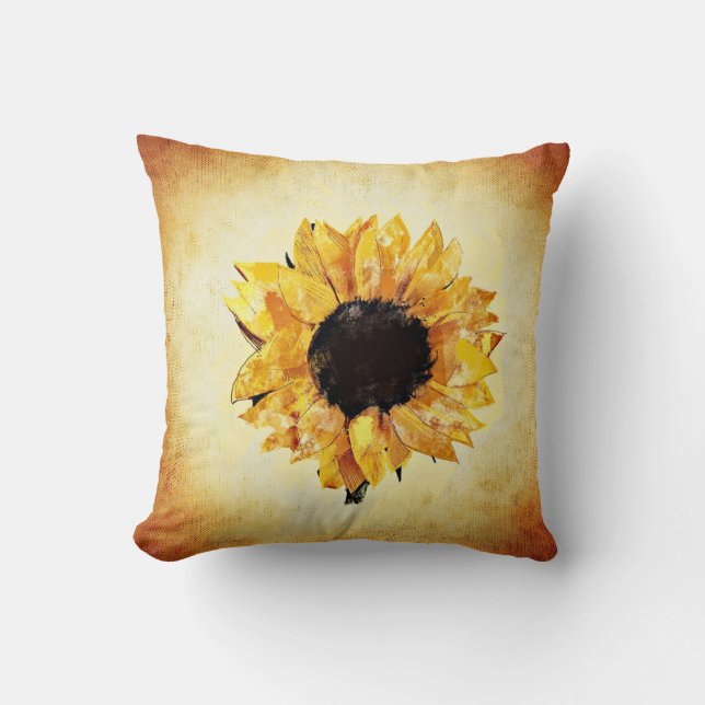 Coussin Aquarelle de tournesol de printemps (Recto)
