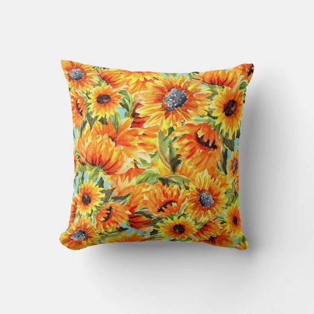 Coussin Aquarelle de tournesol : Illustration transparente (Recto)