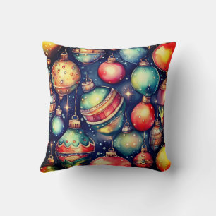 Coussin Aquarelle de vacances Art Décor de Noël