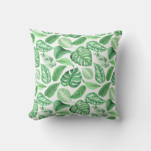 Coussin Aquarelle de verdure tropicale Imprimer