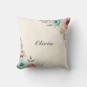 Coussin Aquarelle délicate Fleurs Sketchy