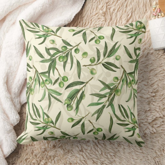 Coussin Aquarelle des branches d'olive (Couverture)