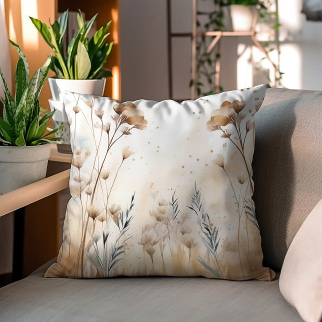 Coussin Aquarelle des fleurs d'automne (Créateur téléchargé)