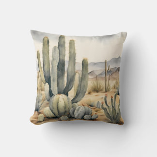Coussin Aquarelle Desert Dreamscape Cactus