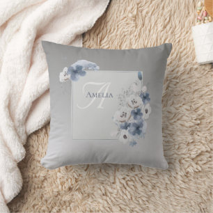 Coussin Aquarelle d'hiver Monogramme floral
