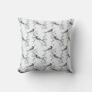 Coussin Aquarelle d'hiver Oiseaux Motif botanique