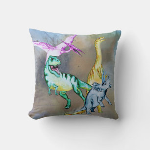 Coussin Aquarelle Dinosaure Enfants
