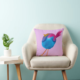 Coussin Aquarelle d'oiseau bleu