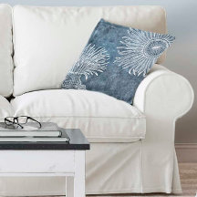 Aquarelle d'oursin bleu marine bleu blanc