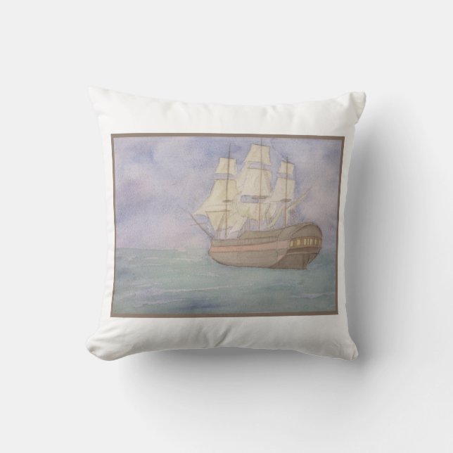 Coussin Aquarelle du grand navire (Recto)