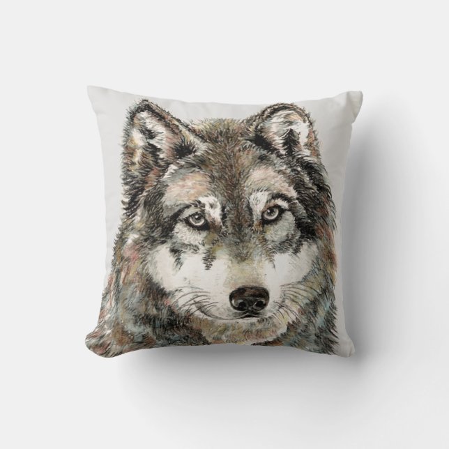 Coussin Aquarelle du loup Loup Loup (Recto)