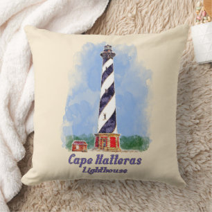Coussin Aquarelle du phare de Cape Hatteras Caroline du No