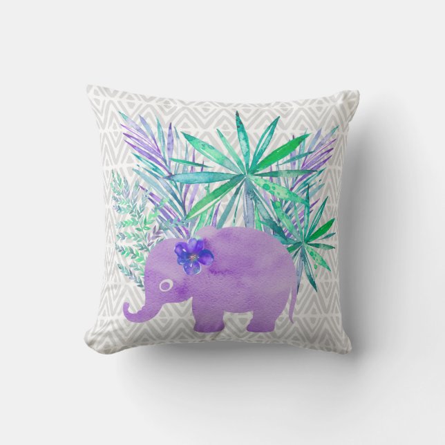Coussin Aquarelle Elephant Jungle Shibori Primitive (Recto)