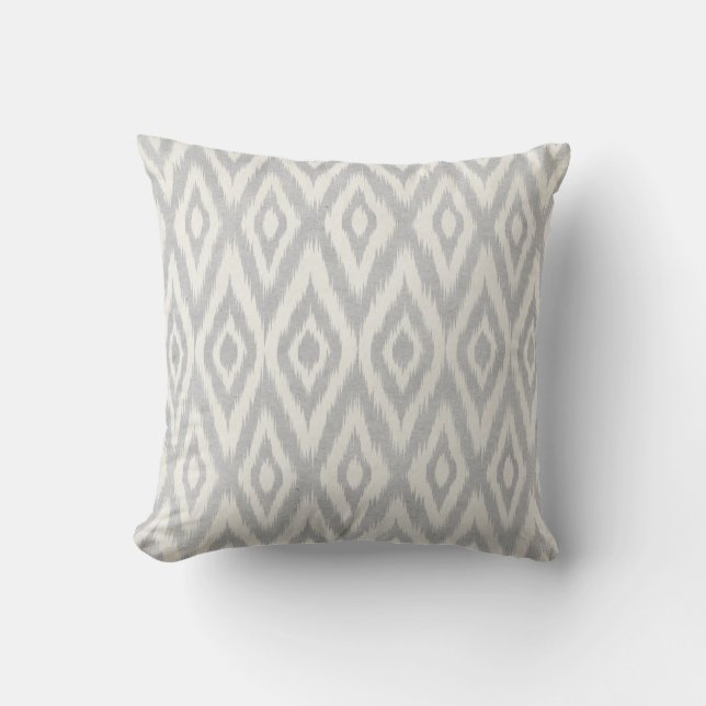 Coussin Aquarelle en pastel aztèque grise Ikat doucement (Recto)