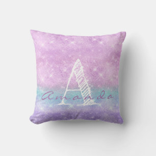 Coussin Aquarelle en pastel bleue de lavande nommée