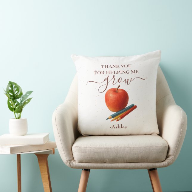 Coussin Aquarelle Enseignant Apple - Cadeau Merci (Chaise)