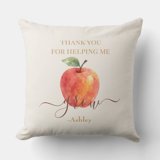 Coussin Aquarelle Enseignant Apple - Cadeau Merci (Recto)